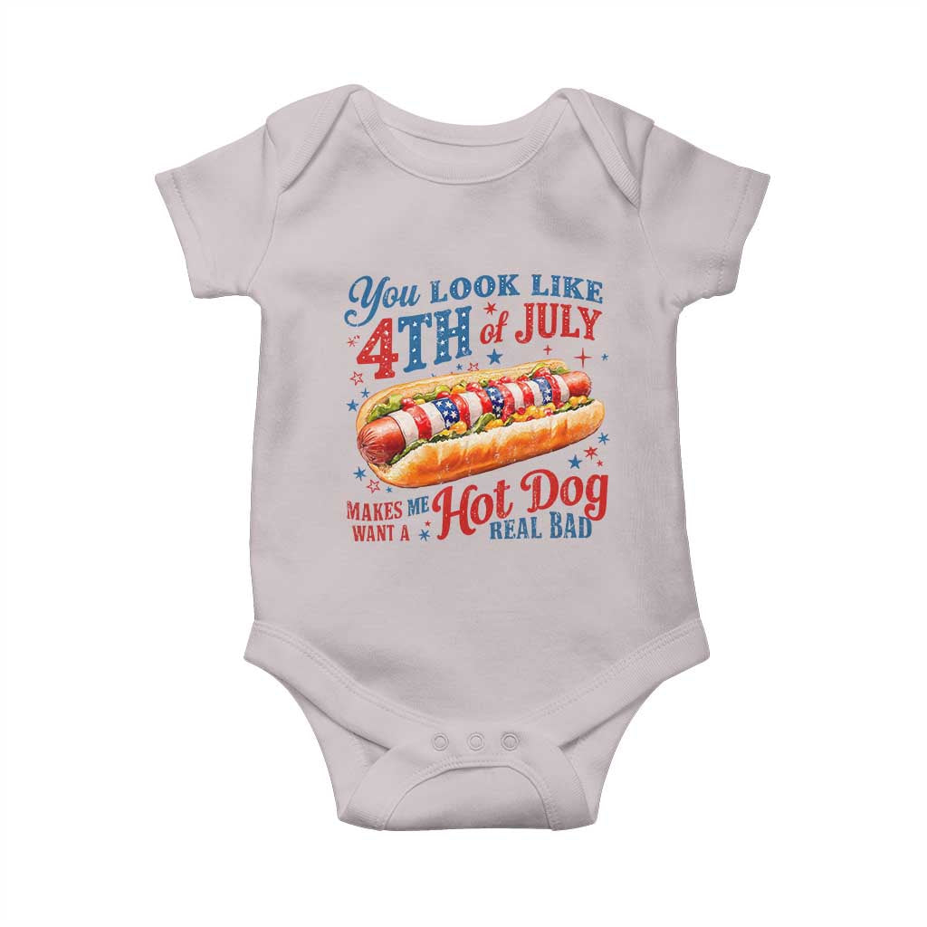 You Look Like 4th of July Hot Dog Baby Onesie Funny Patriotic Food Meme - Wonder Print Shop