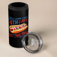 You Look Like 4th of July Hot Dog 4 in 1 Can Cooler Tumbler Funny Patriotic Food Meme - Wonder Print Shop