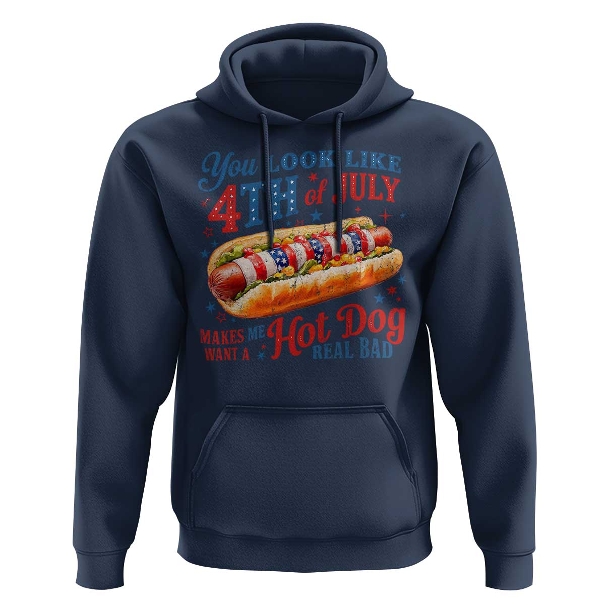 You Look Like 4th of July Hot Dog Hoodie Funny Patriotic Food Meme - Wonder Print Shop