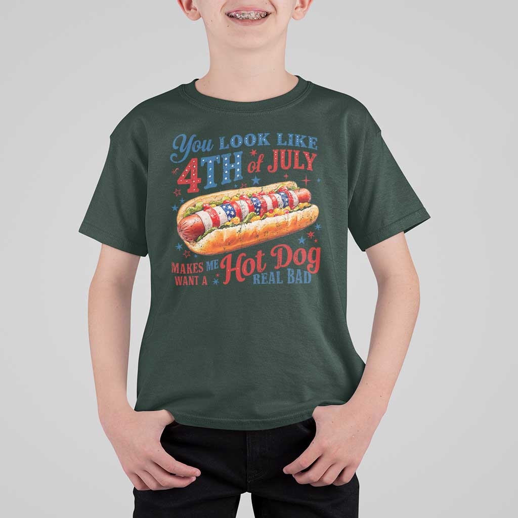 You Look Like 4th of July Hot Dog T Shirt For Kid Funny Patriotic Food Meme - Wonder Print Shop