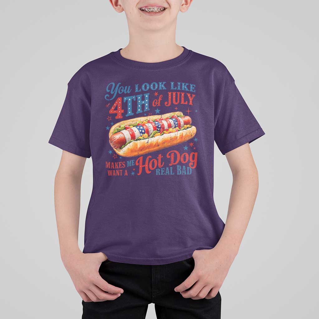 You Look Like 4th of July Hot Dog T Shirt For Kid Funny Patriotic Food Meme - Wonder Print Shop