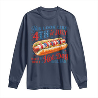 You Look Like 4th of July Hot Dog Long Sleeve Shirt Funny Patriotic Food Meme - Wonder Print Shop