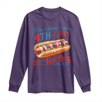 You Look Like 4th of July Hot Dog Long Sleeve Shirt Funny Patriotic Food Meme - Wonder Print Shop
