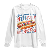 You Look Like 4th of July Hot Dog Long Sleeve Shirt Funny Patriotic Food Meme - Wonder Print Shop