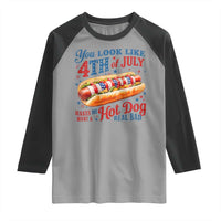 You Look Like 4th of July Hot Dog Raglan Shirt Funny Patriotic Food Meme - Wonder Print Shop