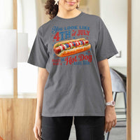 You Look Like 4th of July Hot Dog T Shirt For Women Funny Patriotic Food Meme - Wonder Print Shop
