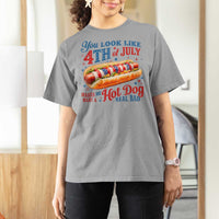 You Look Like 4th of July Hot Dog T Shirt For Women Funny Patriotic Food Meme - Wonder Print Shop