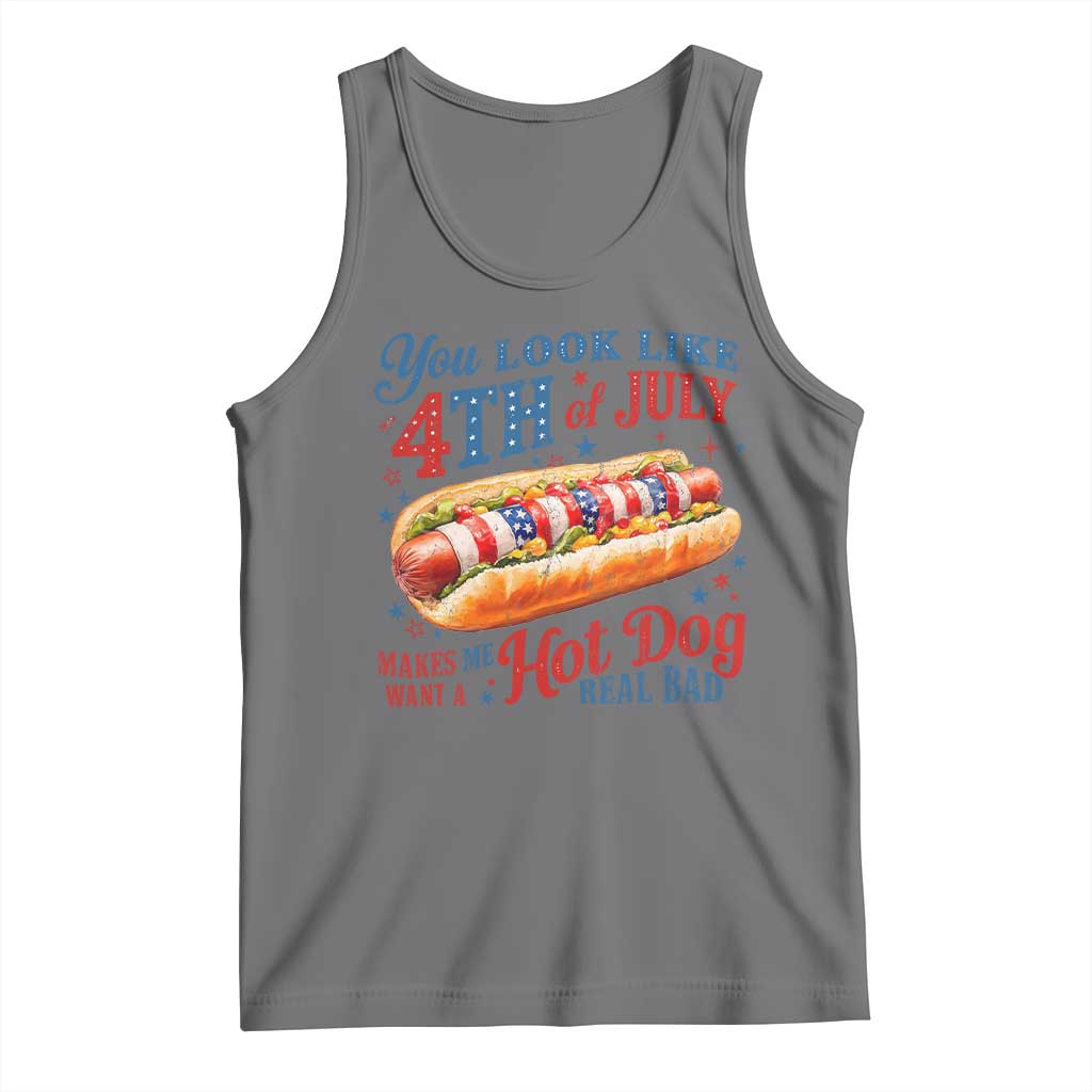 You Look Like 4th of July Hot Dog Tank Top Funny Patriotic Food Meme - Wonder Print Shop