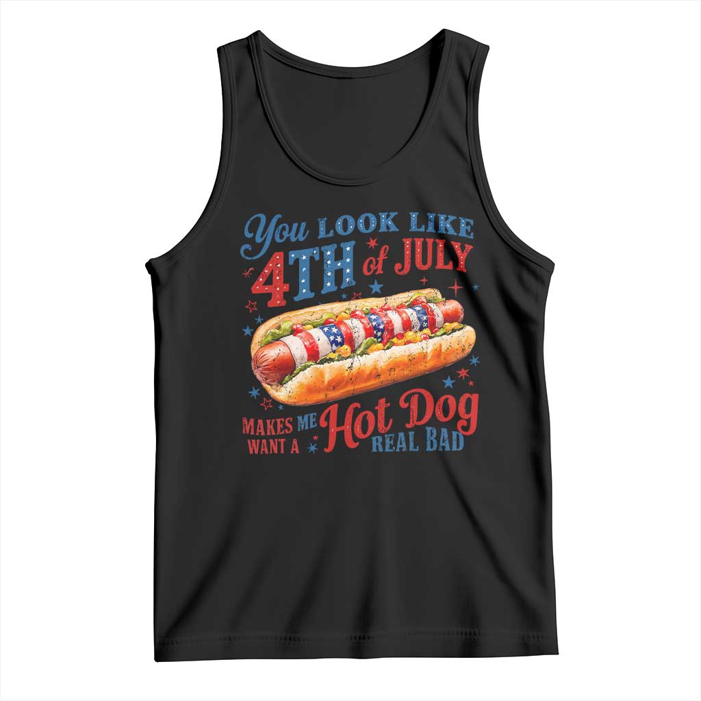 You Look Like 4th of July Hot Dog Tank Top Funny Patriotic Food Meme - Wonder Print Shop