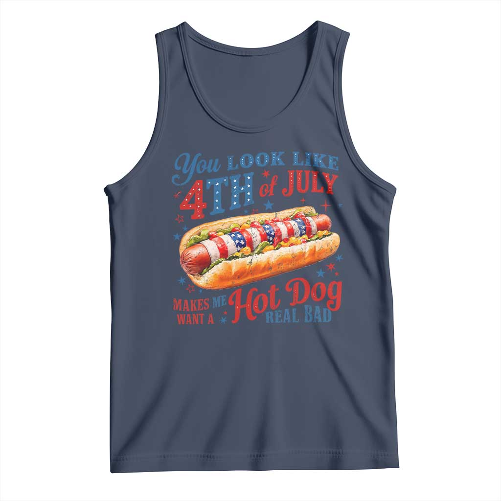 You Look Like 4th of July Hot Dog Tank Top Funny Patriotic Food Meme - Wonder Print Shop