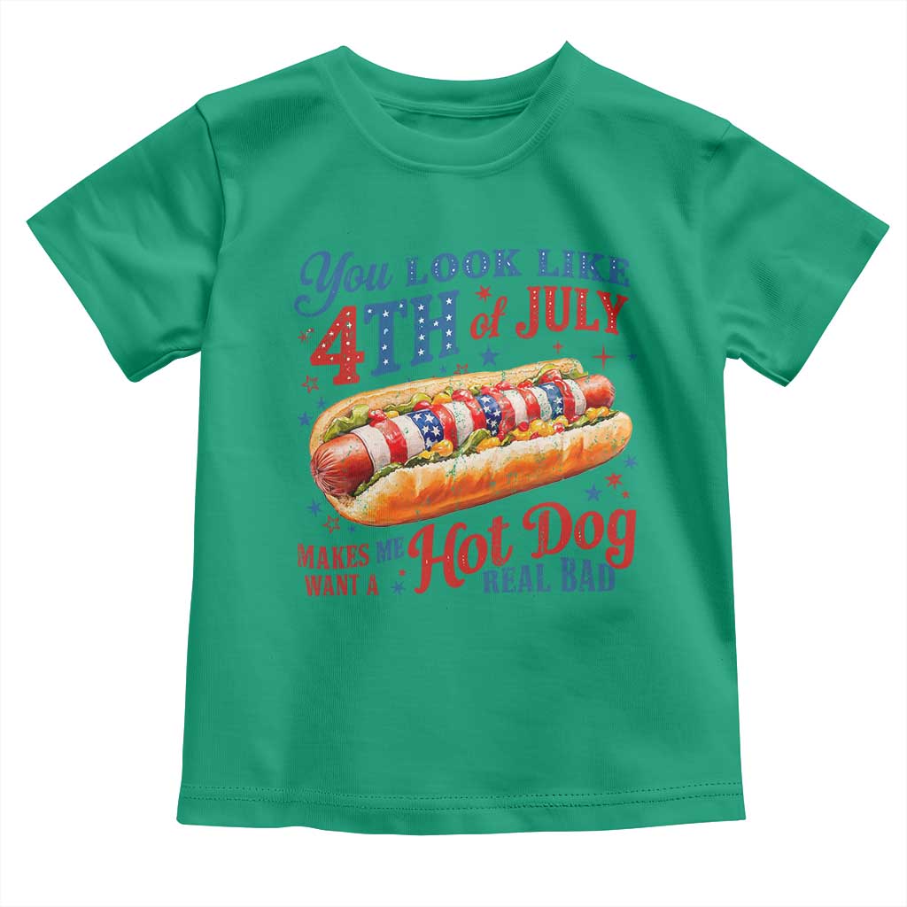 You Look Like 4th of July Hot Dog Toddler T Shirt Funny Patriotic Food Meme - Wonder Print Shop