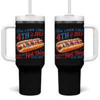 You Look Like 4th of July Hot Dog Tumbler With Handle Funny Patriotic Food Meme - Wonder Print Shop