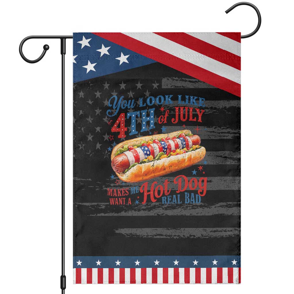 You Look Like 4th of July Hot Dog Garden Flag Funny Patriotic Food Meme
