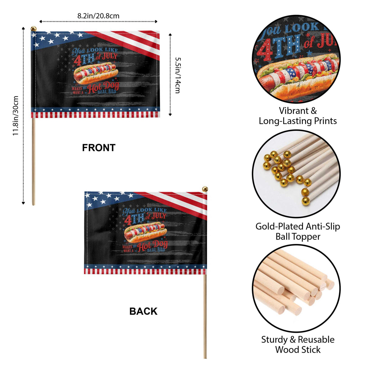 You Look Like 4th of July Hot Dog Patriotic Handheld Flag Funny Food Meme