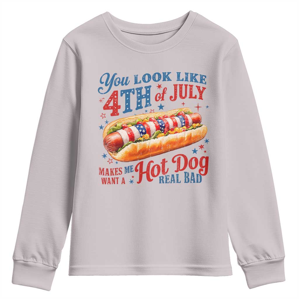 You Look Like 4th of July Hot Dog Youth Sweatshirt Funny Patriotic Food Meme - Wonder Print Shop