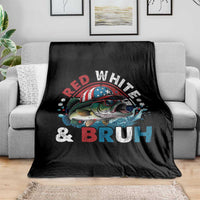 Funny Fishing Throw Blanket Red White Bruh Fisherman Gift American Flag - Wonder Print Shop