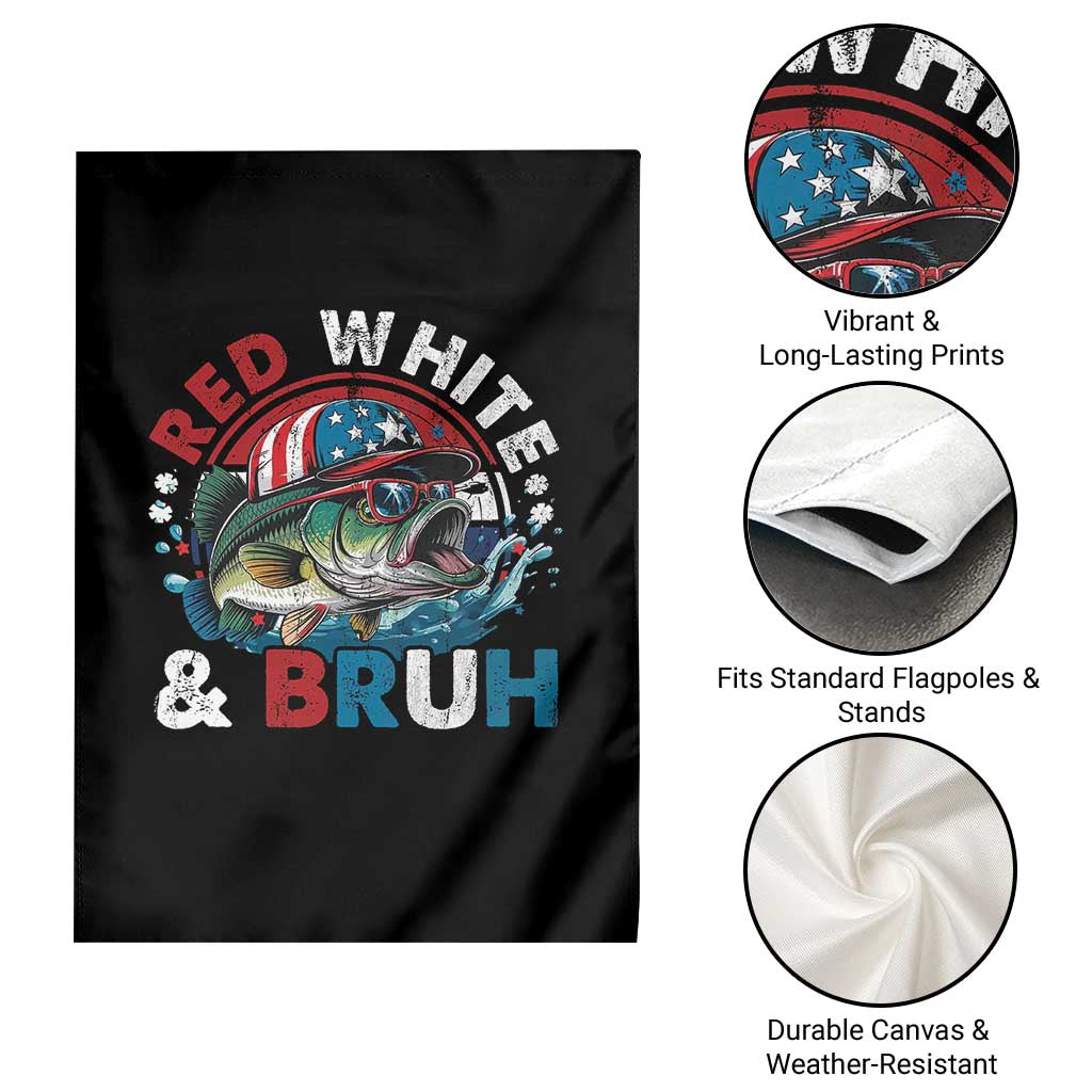 Funny Fishing Garden Flag Red White Bruh Fisherman Gift American Flag - Wonder Print Shop