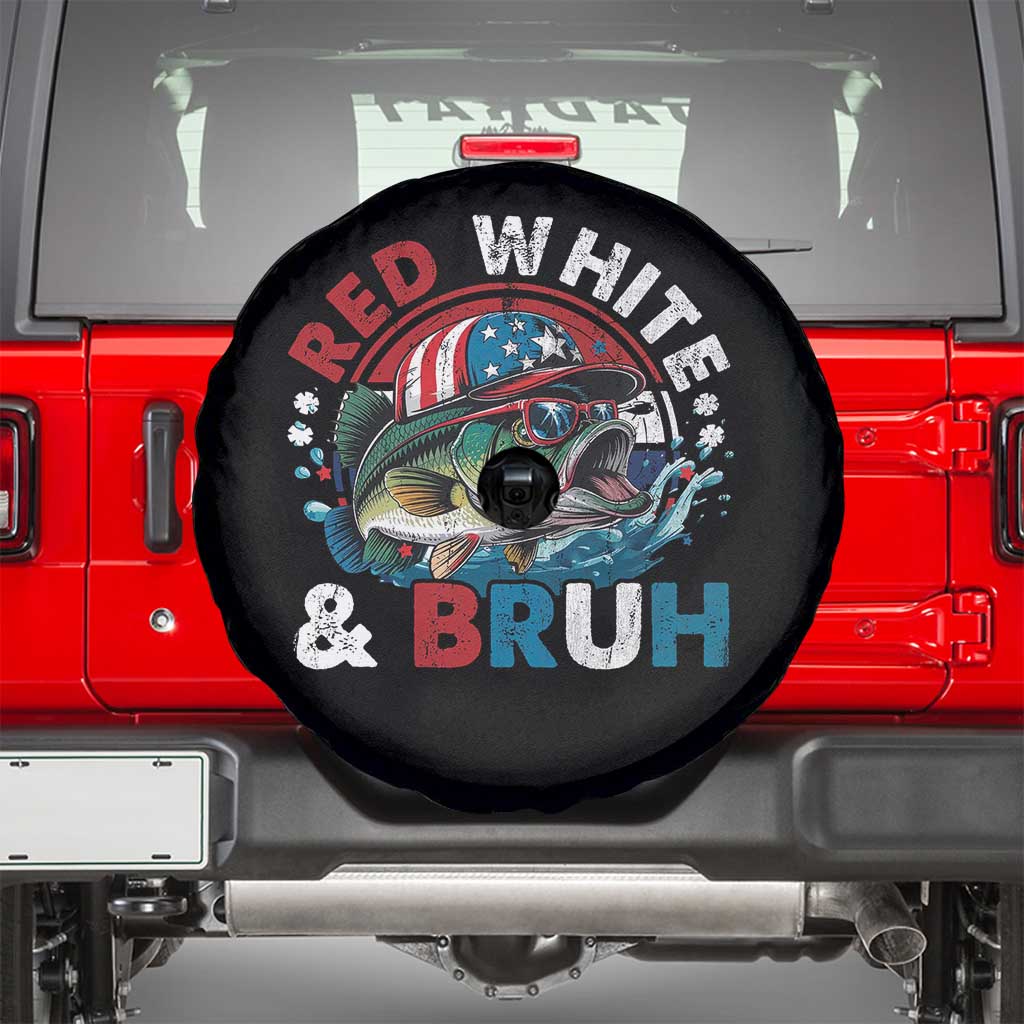 Funny Fishing Spare Tire Cover Red White Bruh Fisherman Gift American Flag - Wonder Print Shop