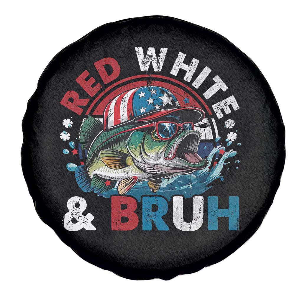 Funny Fishing Spare Tire Cover Red White Bruh Fisherman Gift American Flag - Wonder Print Shop