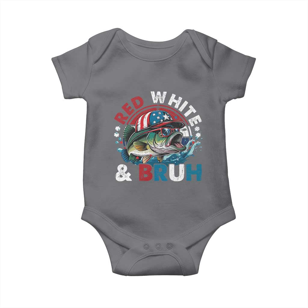 Funny Fishing Baby Onesie Red White Bruh Fisherman Gift American Flag - Wonder Print Shop