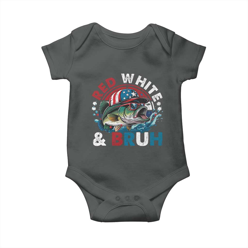 Funny Fishing Baby Onesie Red White Bruh Fisherman Gift American Flag - Wonder Print Shop
