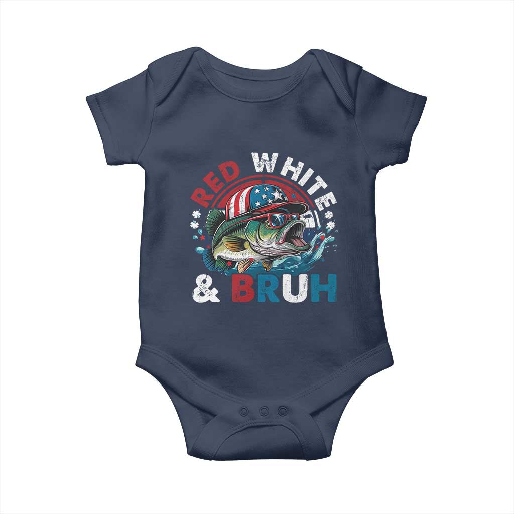Funny Fishing Baby Onesie Red White Bruh Fisherman Gift American Flag - Wonder Print Shop