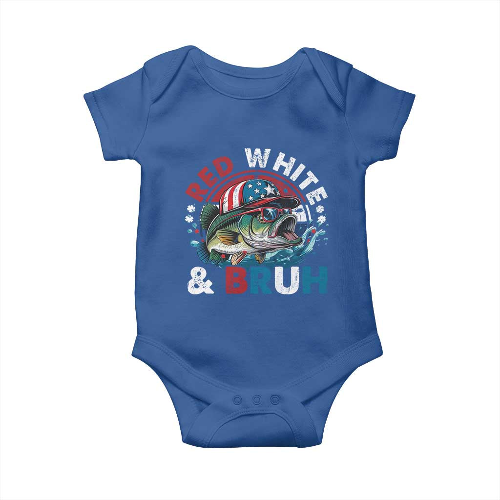 Funny Fishing Baby Onesie Red White Bruh Fisherman Gift American Flag - Wonder Print Shop