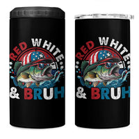 Funny Fishing 4 in 1 Can Cooler Tumbler Red White Bruh Fisherman Gift American Flag - Wonder Print Shop