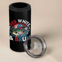 Funny Fishing 4 in 1 Can Cooler Tumbler Red White Bruh Fisherman Gift American Flag - Wonder Print Shop