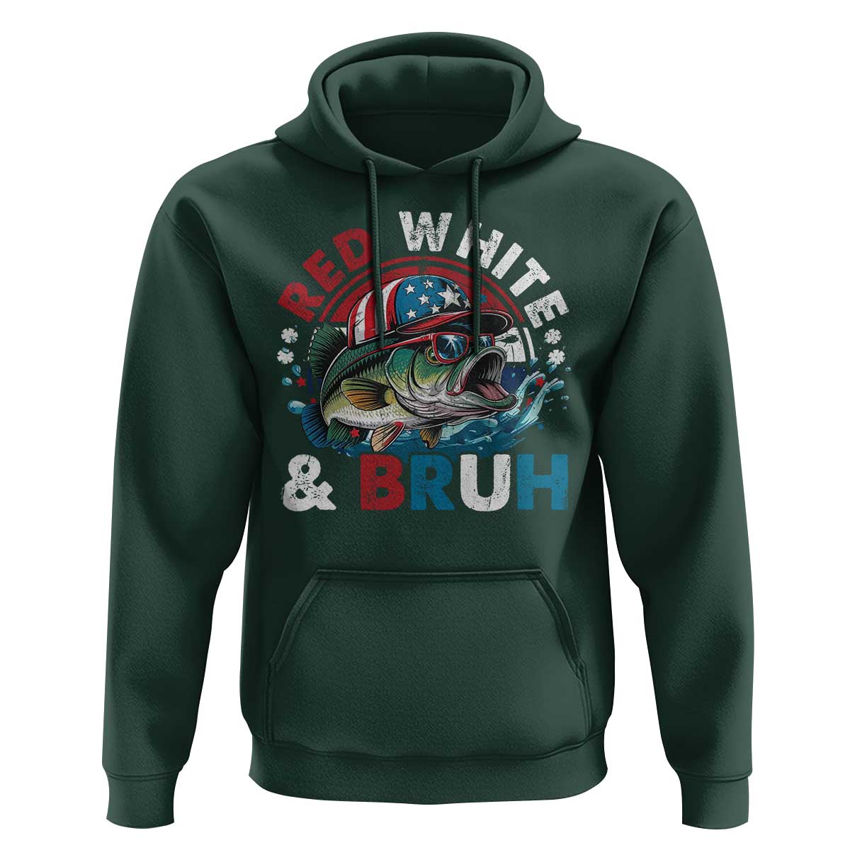Funny Fishing Hoodie Red White Bruh Fisherman Gift American Flag - Wonder Print Shop