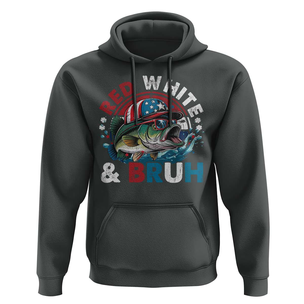 Funny Fishing Hoodie Red White Bruh Fisherman Gift American Flag - Wonder Print Shop