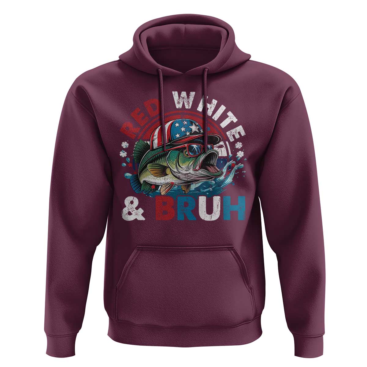 Funny Fishing Hoodie Red White Bruh Fisherman Gift American Flag - Wonder Print Shop