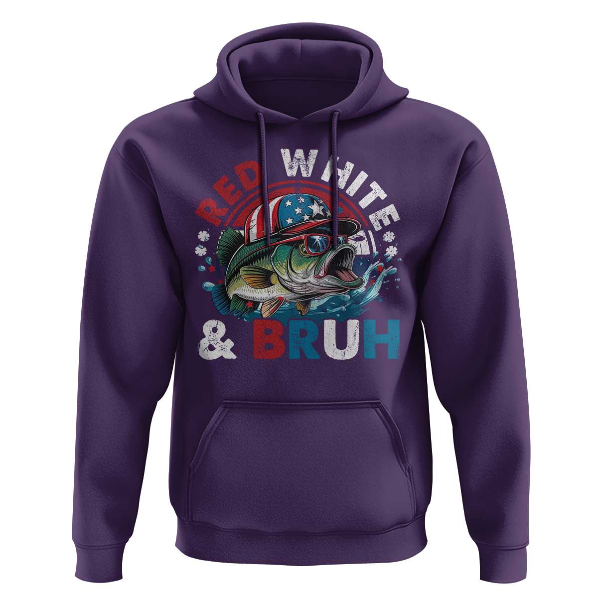 Funny Fishing Hoodie Red White Bruh Fisherman Gift American Flag - Wonder Print Shop