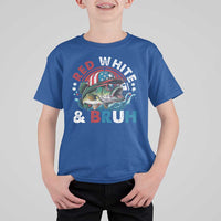 Funny Fishing T Shirt For Kid Red White Bruh Fisherman Gift American Flag - Wonder Print Shop