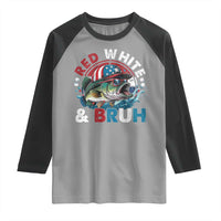 Funny Fishing Raglan Shirt Red White Bruh Fisherman Gift American Flag - Wonder Print Shop