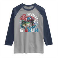 Funny Fishing Raglan Shirt Red White Bruh Fisherman Gift American Flag - Wonder Print Shop