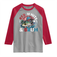 Funny Fishing Raglan Shirt Red White Bruh Fisherman Gift American Flag - Wonder Print Shop