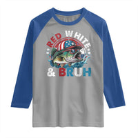 Funny Fishing Raglan Shirt Red White Bruh Fisherman Gift American Flag - Wonder Print Shop