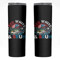 Funny Fishing Skinny Tumbler Red White Bruh Fisherman Gift American Flag - Wonder Print Shop