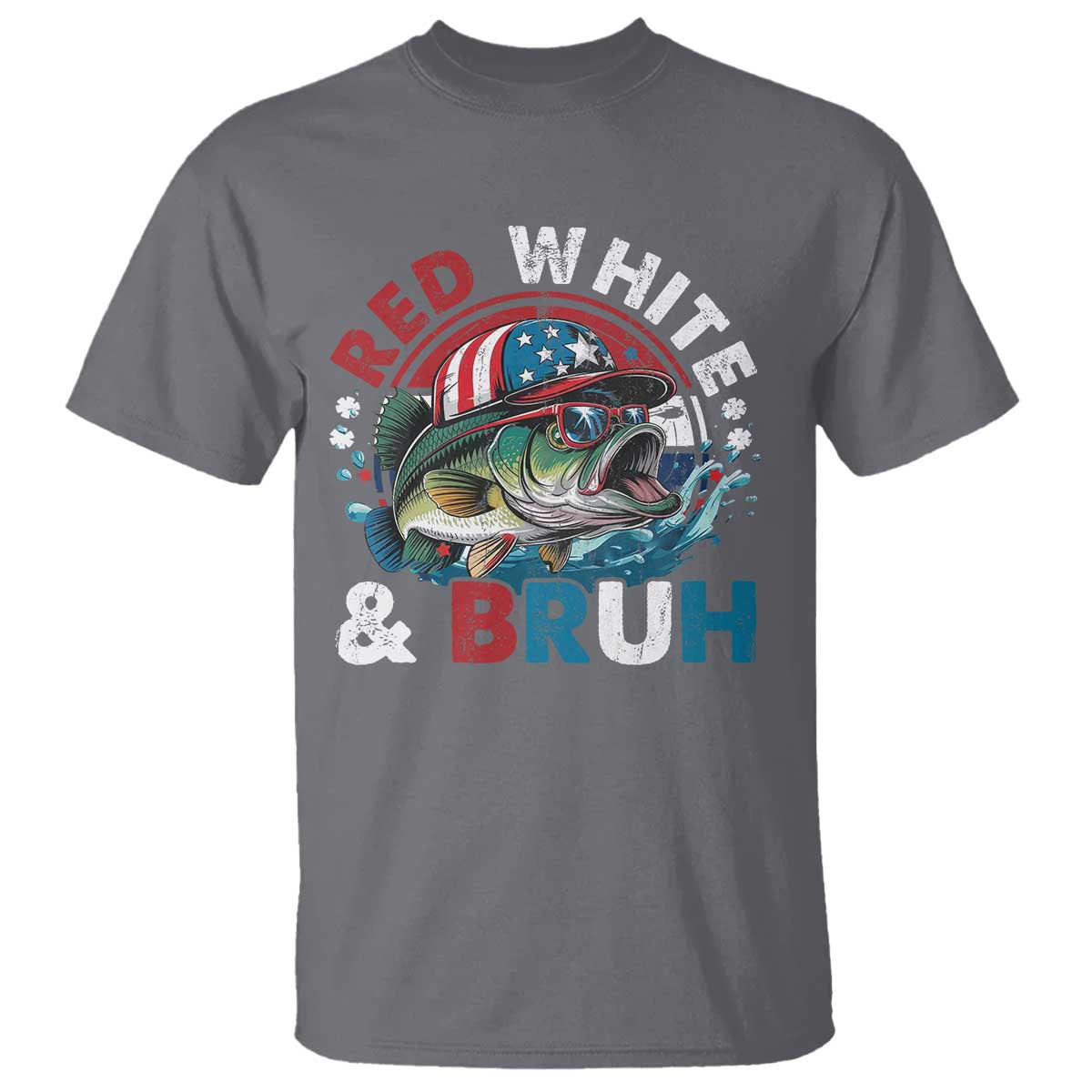 Funny Fishing T Shirt Red White Bruh Fisherman Gift American Flag - Wonder Print Shop