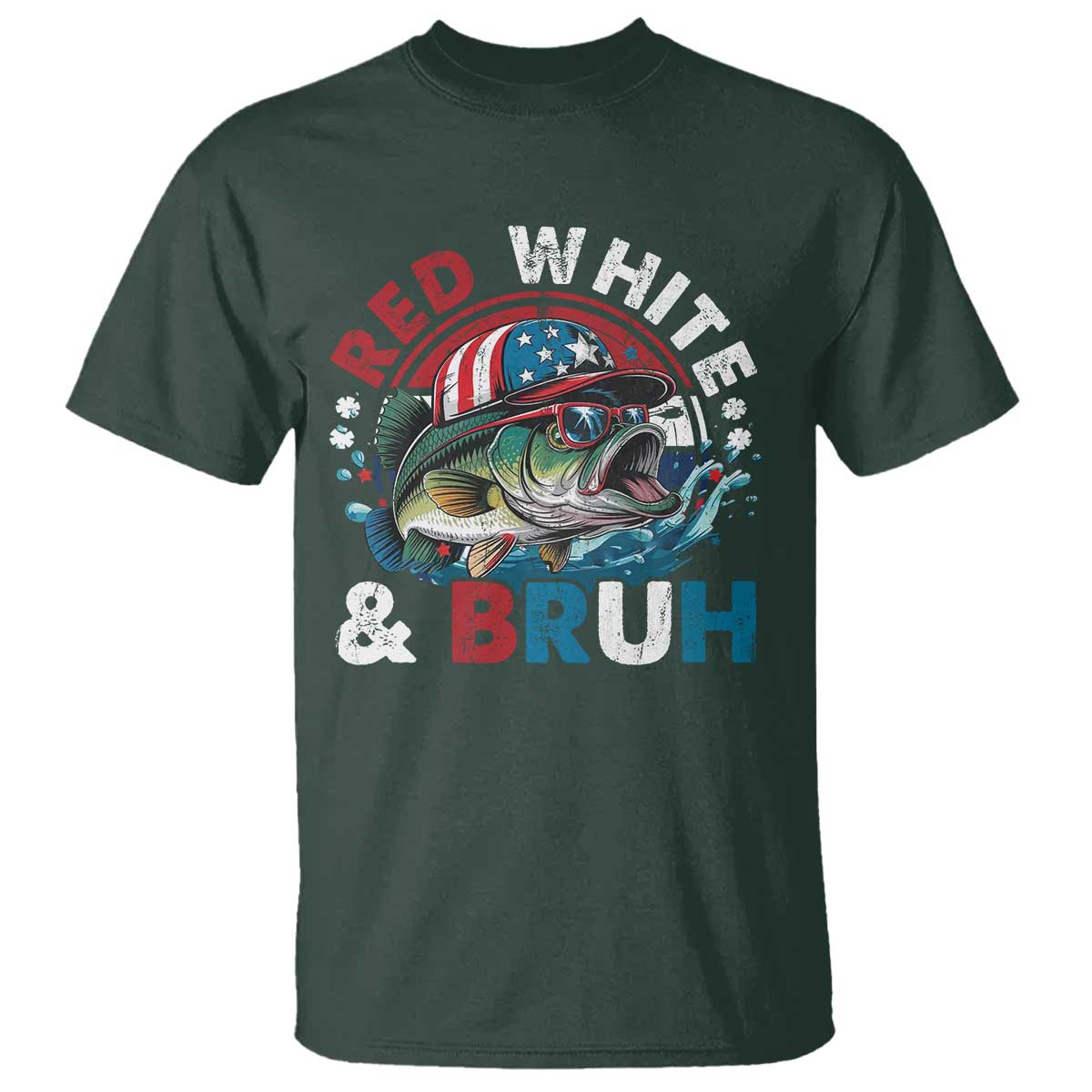 Funny Fishing T Shirt Red White Bruh Fisherman Gift American Flag - Wonder Print Shop