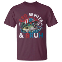 Funny Fishing T Shirt Red White Bruh Fisherman Gift American Flag - Wonder Print Shop