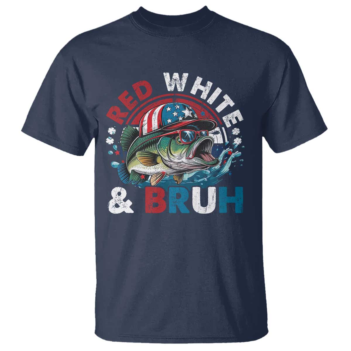 Funny Fishing T Shirt Red White Bruh Fisherman Gift American Flag - Wonder Print Shop