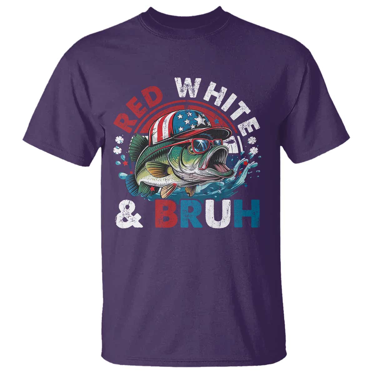 Funny Fishing T Shirt Red White Bruh Fisherman Gift American Flag - Wonder Print Shop