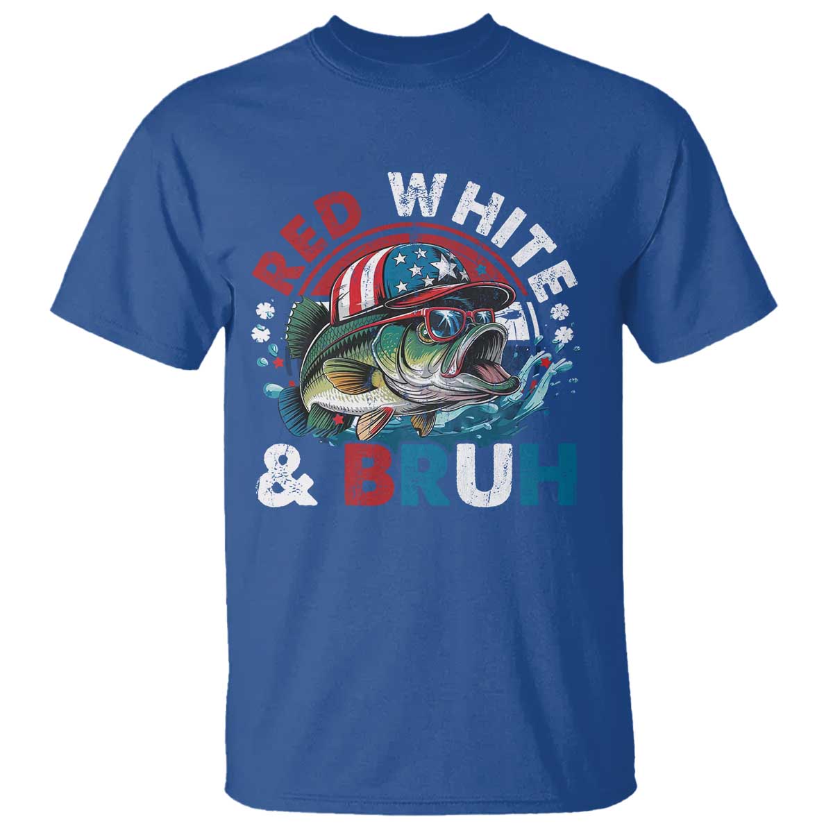 Funny Fishing T Shirt Red White Bruh Fisherman Gift American Flag - Wonder Print Shop