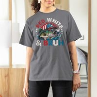 Funny Fishing T Shirt For Women Red White Bruh Fisherman Gift American Flag - Wonder Print Shop