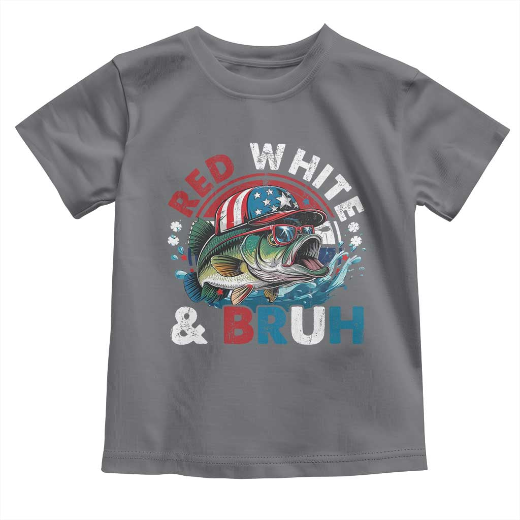 Funny Fishing Toddler T Shirt Red White Bruh Fisherman Gift American Flag - Wonder Print Shop
