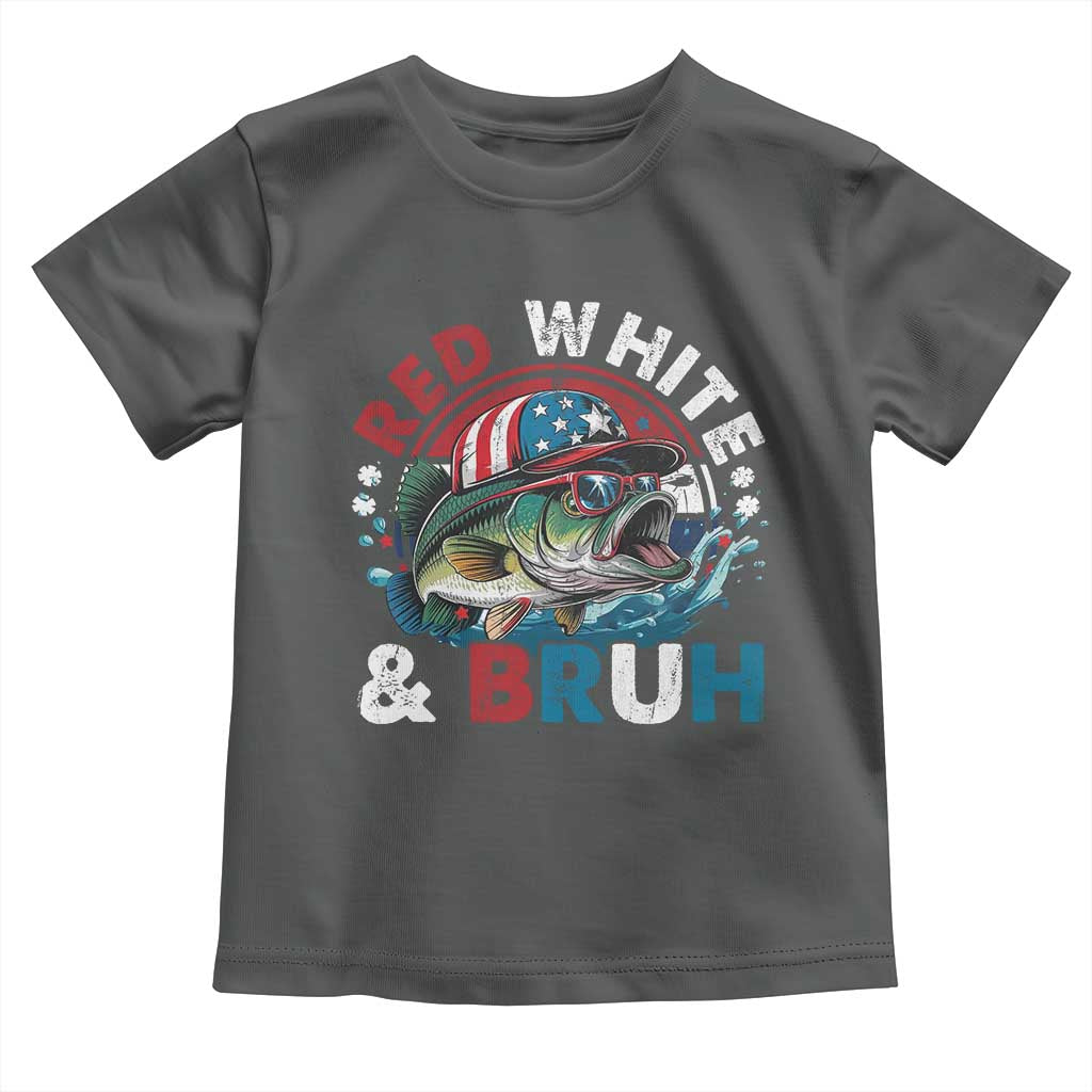 Funny Fishing Toddler T Shirt Red White Bruh Fisherman Gift American Flag - Wonder Print Shop