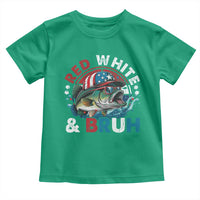Funny Fishing Toddler T Shirt Red White Bruh Fisherman Gift American Flag - Wonder Print Shop