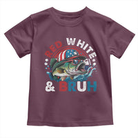 Funny Fishing Toddler T Shirt Red White Bruh Fisherman Gift American Flag - Wonder Print Shop